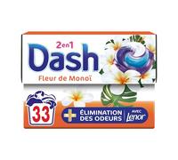 DASH Lessive Capsules Pods 2en1 Elimination des Odeurs Fleur de Monoi 33 capsules