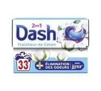 Dash 2en1 PODS, Lessive En Capsule, 33 Lavages,Parfum Fraicheur de Coton, 3 Semaines De Fraîcheur* Avec L’Adoucissant Lenor, Fabriqué En France