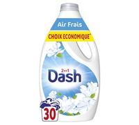 Dash 2in1 Lessive Liquide 30 Lavages, Air Frais Et Fleurs Blanches, Avec une touche de fraîcheur Lenor, fabriquée en France