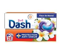 Dash 2in1 PODS, Lessive En Capsule, 28 Lavages, Fleurs de Monoï, FRAÎCHEUR INTENSE, Fabriquée En France