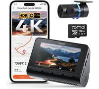 Dash Cam 4k A800se - Caméra Voiture Double (4k Uhd Avant + 1080p Arrière) Avec Gps, Wi-Fi, Carte Sd 128gb, Ouverture F1.55, Vision Nocturne, Adas, Écran Ips 3"", Surveillance Stationnement 24/7