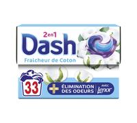 DASH Lessive Capsules 2en1 Fraîcheur de Coton 33 capsules