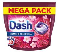 DASH Lessive Capsules 2en1 Jasmin &amp Rose de Mai le sachets de 50 capsules