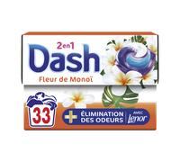 DASH Lessive Capsules Pods 2en1 Elimination des Odeurs Fleur de Monoi 33 capsules