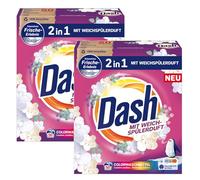 Dash Lessive couleur 2 en 1 avec parfum adoucissant en poudre - 2 x 3 kg (environ 100 lavages)