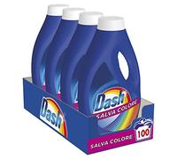 Dash Lessive lave-linge liquide 100 lavages (4 x 25), spécifique pour vêtements colorés, Maxi format, nettoyage en profondeur pour tous les vêtements