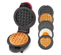 DASH Mini fabricant de plaques multiples avec 5 assiettes amovibles pour gaufres, 2 gaufres classiques, gaufres en cœur et 2 assiettes à repasser