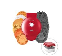 DASH Multimaker avec 7 assiettes amovibles : gaufrier et plaque chauffante + 3 assiettes à thème - Père Noël, citrouille, bonhomme de neige, mini gaufre pour Halloween et Noël - pour enfants et