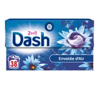 Dash 2en1 PODS, Lessive En Capsule, 38 Lavages, Envolée d’air, 3 SEMAINES DE FRAÎCHEUR* AVEC L’ADOUCISSANT LENOR, Fabriquée En France. Dash 2in1