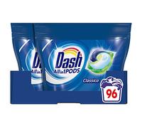 Dash Pods Lessive Machine à laver en capsules, 96 lavages (2 x 48), Classique, Maxi Format, Supprime les taches, Brillance pour tous les cafés, Efficace même à basse température