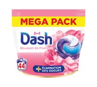 Dash 2en1 PODS Bouquet de Pivoines, 44 Lavages, Lessive Capsules 3-en-1, Plus de Fraîcheur, Élimination des Odeurs avec Lenor, Notes de Pivoine et d'Hibiscus, Fabriquée en France