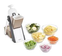 DASH Safe Slice® Mandoline en julienne + Dicer pour légumes, préparation des repas et plus encore avec plus de 30 préréglages et ajusteur d'épaisseur - Gris