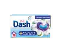 DASH Tablettes 2-en-1, Protection anti-odeur, fraîcheur de coton, 28 doses