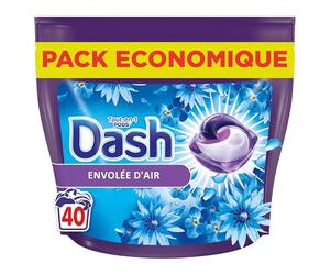 Dash Tout-en-1 PODS Lessive En Capsules, 40 Lavages, Envolée D’Air, Ultra Nettoyant Et Fraîcheur Longue Durée, Élimine Les Saletés et Taches, Fabriqué en France