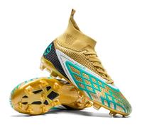 DASHANGYAN Chaussures de Foot Homme Femme Hautes Crampons TF - Chaussures de Soccer Intérieur avec Semelle Anti-Dérapante, Respirante pour Entraînement et Match sur Sol Dur