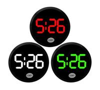 Dashboard LED Digital Clock - Portable Round Touch-Control Electronic Watch | Alloy Case, Glass Mirror, 1.81in Diameter, Splash-Proof Time Display Decoration for Cars, RVs