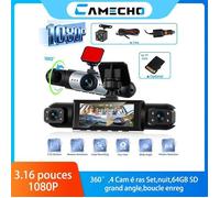 Dashcam 4 Caméras Set 3.16"" IPS 1080P 360° avant arrière gauche droite nuit grand angle boucle enreg aide parking 64GB SD