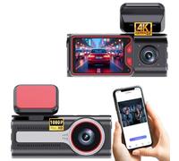 Dashcam, Avant et arrière Deux en Un Avant 4K + arrière 1080P, Grand Angle 170°, Large Plage Dynamique (WDR), Fonction de Vision Nocturne, capteur G, Moniteur de stationnement 24h/24