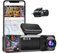 Dashcam Pro avec 4K Voiture Avant Arriere, WiFi 5,8 GHz, GPS, Carte 64 Go Offerte, caméra embarquée avec Moniteur de stationnement, Objectif Grand Angle 170°