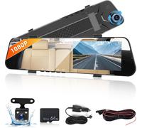 Dashcam Rearview Mirror with 64G TF Card, 4.5 Inch 1080P IPS Touch Screen/Loop Recording/150° Wide Angle Night Vision/Sensor/G/Parking Assist