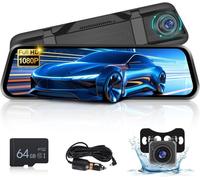 Dashcam Retroviseur pour Voitures avec écran Tactile IPS de 9,66 Pouces - 1080P Dashcam Voiture avec Double caméra