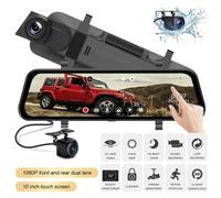 Dashcam voiture Rétroviseur Écran Tactile de 10 Pouces 1080P Caméra Avant et Caméra Arrière