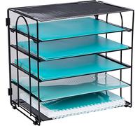 Dasher Products|Organisateurs de Bureau à Cinq Niveaux, Aucun Outil requis pour l'assemblage, bac à Lettres en Maille métallique Noire pour Organiser des fichiers, des papiers| Noir