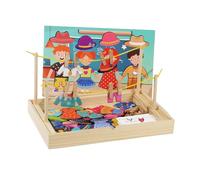 DASHIELL Puzzles en Bois pour Tout-Petits, Jeu d'association pour | Étendoir à Linge, matériel didactique pour l'habillement - Jouets de Puzzle d'habillage, Jouets de Changement de vêtements, Jouets