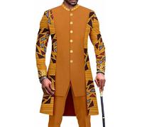Dashiki Pour Hommes Africain Ensemble 2 Pièces Chemise Pantalon Costume Formel Tenues Traditionnelles Coupe Slim Costume Survêtement Pour Fête De Mariage Vêtements À La Mode (Color : 9, Size : L)