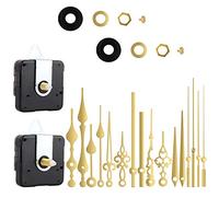 DASHUAIGE 2 Pièces Kits de Mécanisme d'Horloge Mecanisme Horloge Pile Silencieux Horloge, 6 Paires Aiguilles des Heures Minutes Secondes pour Remplacement et Rechange Bricolage d’Horloge (l'or)