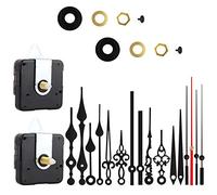 DASHUAIGE 2 Pièces Kits de Mécanisme d'Horloge Pile Silencieux Horloge, 6 Paires Aiguilles des Heures Minutes Secondes pour Remplacement et Rechange Bricolage d’Horloge (Noir)