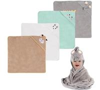 DASHUAIGE 4 pièces Cape de Bain Bébé, Serviette de Bain à Capuche pour Bébé, Sortie de Bain Super Absorbante, Serviettes pour Enfants en Bas âge