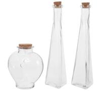 DASHUMIL Bouteille à Souhaits en Verre Cœur Bouchon de Liège, 3 Pièces | Présent Souvenir Prêt à L’emploi, Finition Transparente, pour Rituel Sable Mariage et Centre de Table