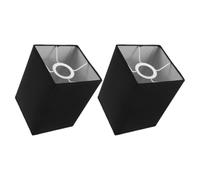 DASHUMIL Lampe de table avec abat-jour, abat-jour en tissu pour petite lampe de table, carré noir en fer, lot de 2, salon, réduction de l’éblouissement