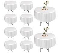 DASIAUTOEM 10 Nappe Nappes Rondes Blanc, Nappe Ronde 213 CM, Lavable pour Table de Jardin, Protection de Table, pour Mariage, Banquet, Restaurant, Décoration