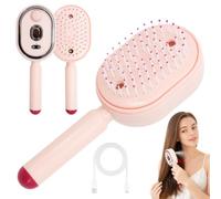 DASIAUTOEM Peigne de massage électrique avec coussin d'air, brosse à cheveux avec spray d'eau, brosse démêlante 2 en 1 avec brume de pulvérisation intégrée, brosse à cheveux auto-nettoyante pour
