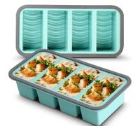 DASIAUTOEM Souper Cubes Lot de 2 moules de congélation en silicone de 250 ml - 4 trous - Avec couvercle - Moule à glaçons en silicone pour soupe, bouillon, sauce, glaçons