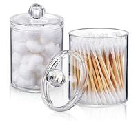 Dasing Lot de 2 supports Qtip en acrylique pour disques de coton transparents avec couvercle pour salle de bain
