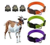 Dasiyoki Lot de 3 Colliers de chèvre avec Clochette pour Animaux de Compagnie, clochettes en cuivre, réglables et durables en Nylon pour Vache, Cheval, Mouton, Anti-Perte, Accessoires en Bronze pour