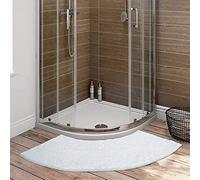 DASJD Tapis Douche Angle Courbé, Super Absorbant Tapis de Douche Incurvé en Microfibre, AntidéRapant Tapis Bain Angle pour Arrondi en Quart de Cercle Sortie de Cabine Douche, Blanc, 45x100cm