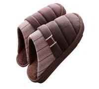 DASJKDI Chausson Homme Hiver Pantoufles imperméables en duvet for hommes, grande taille 48 49, chaussures d'intérieur d'hiver caoutchouc for, pantoufles de sol for(MD-16 Brown,CN46-47)