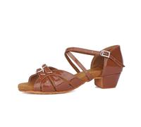 DASJKDI Chaussures de danse for enfants, filles et femmes, chaussures latine, salon, tango moderne, performance avec boucle en strass pour Femme pour Jazz/Latin/Standard/Rumba(Dark Brown A,38 (24cm))