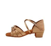 DASJKDI Chaussures de danse for enfants, filles, femmes, sandales latines, chaussures salon, tango moderne, salsa, talons bas pour Femme pour Jazz/Latin/Standard/Rumba(3.5cm Light Brown,41 (25.5cm))