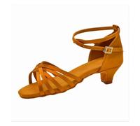 DASJKDI Chaussures de danse latine for filles et femmes, chaussures à talons bas for enfants adultes pour Femme pour Jazz/Latin/Standard/Rumba(G-brown,37)