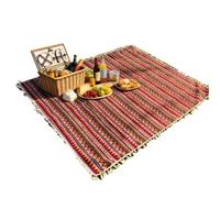 DASJKDI Couverture de Camping à Pampilles Grille Blanche 1 pièce avec Garniture Convient for Les Voyages la Plage, Le Camping, randonnée, Pique-niques dans Parcs pour Le Camping(Red,140x180cm)