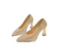 DASJKDI Escarpins à paillettes for femmes, chaussures for, bout pointu, bouche peu profonde, confort féminin, talons hauts, printemps-automne pour Mariage et Bal de(Gold,36)