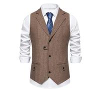 DASJKDI Gilet de costume for homme, gilet en tissu à chevrons, veste décontractée col rabattu for mariage, affaires, blazer(11 Khaki,Asian XXL(US XXL))