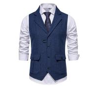 DASJKDI Gilet de costume for homme, gilet en tissu à chevrons, veste décontractée col rabattu for mariage, affaires, blazer(Blue,Asian XXL(US XXL))