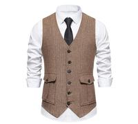 DASJKDI Gilet de costume for homme, gilet en tissu à chevrons, veste décontractée col rabattu for mariage, affaires, blazer(12 Coffee,Asian M(US M))