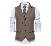 DASJKDI Gilet de costume for homme, gilet en tissu à chevrons, veste décontractée col rabattu for mariage, affaires, blazer(Coffee,Asian M(US M))